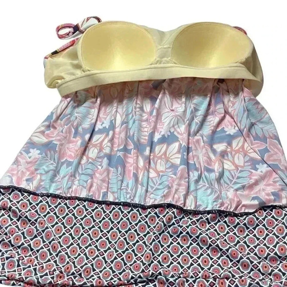 Swimsuits For All Women 24 Floral Scoop Neck Blouson Tankini Swim Top Multicolor - Picture 8 of 12